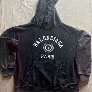 Balenciaga Charcoal Hoodie with White Logo